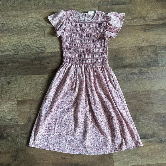 Women's Orange Creek Pink Floral Smocked Midi Dress S - Picture 2 of 15